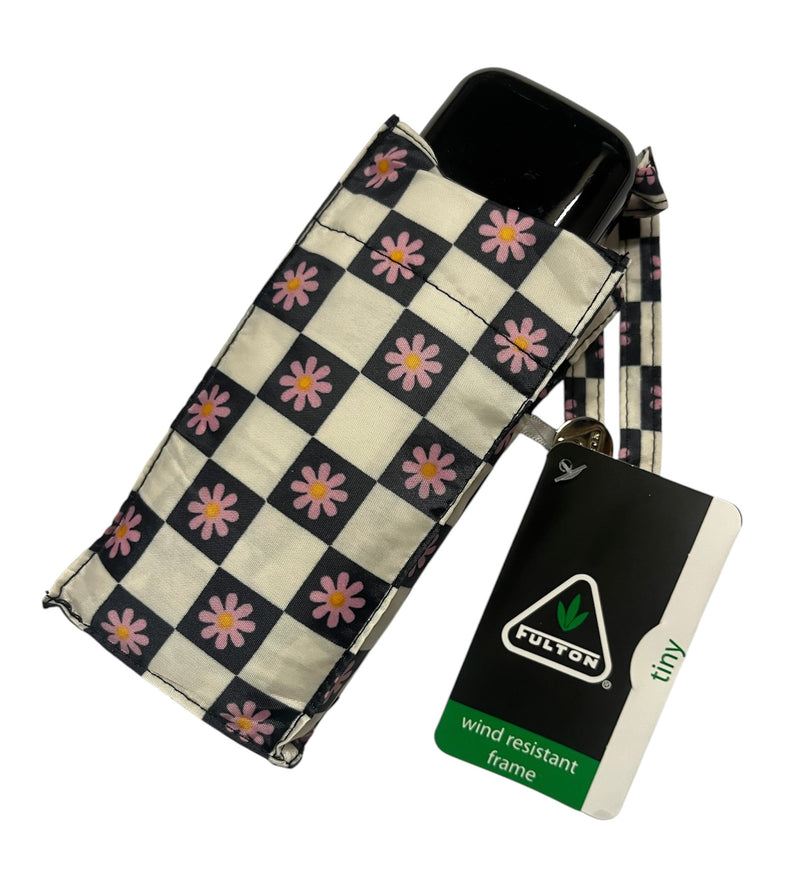 Fulton 'Tiny' Compact Folding Umbrella - Flower Check