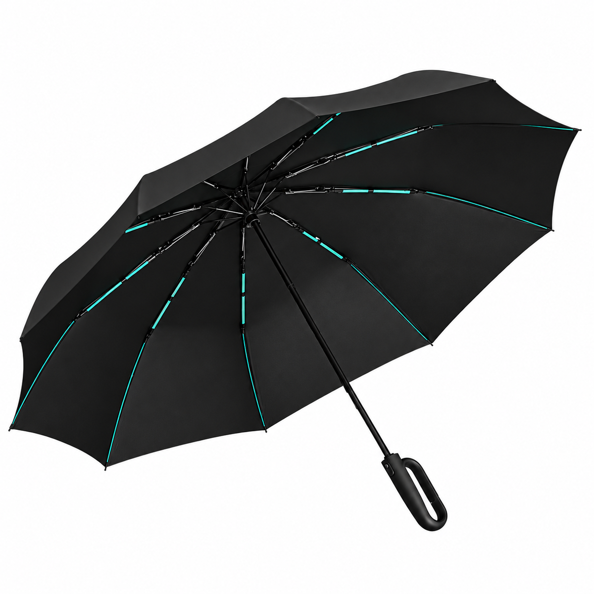UPF 50+ Auto Umbrella | Sun & Rain Protection | Twist Carabiner Handle | 10 Rib Frame
