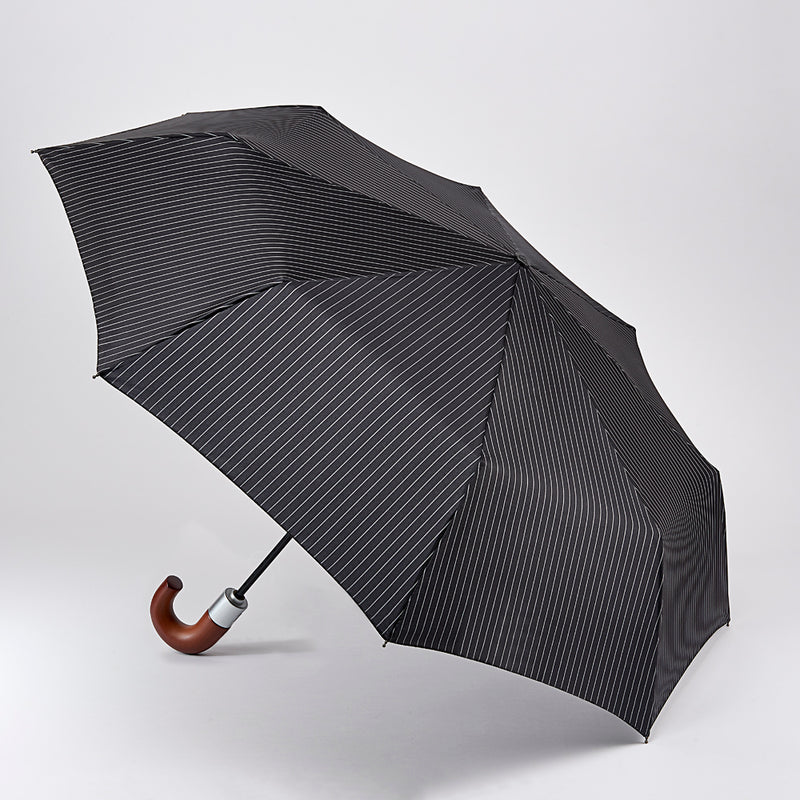 Fulton Chelsea 'City Stripe' Black Folding Umbrella - Umbrellaworld