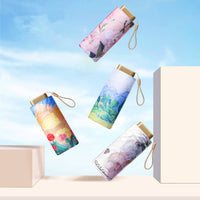 UPF 50+ Gold Reflective Compact Flat Travel Umbrella | Heat-Reflecting Outer | Floral Underside