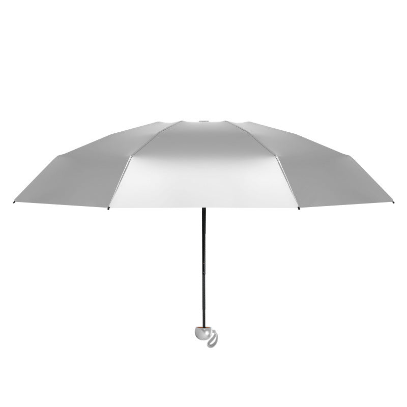 UPF 50+ Silver Reflective Compact Travel Umbrella | Heat-Reflecting Outer | 93cm Canopy | 297g