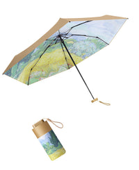 UPF 50+ Gold Reflective Compact Flat Travel Umbrella | Heat-Reflecting Outer | Floral Underside
