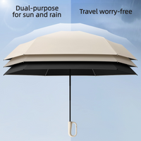 UPF 50+ Compact Travel Umbrella - Large Carabiner Hook | Sun &amp; Rain Protection | 93cm Canopy | 217g