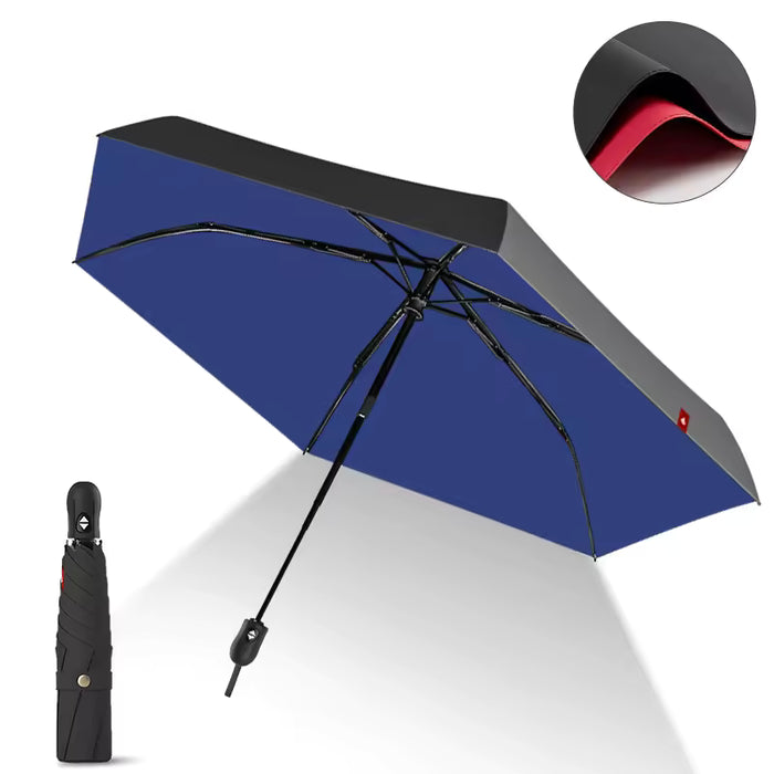 UPF 50+ Auto Supermini Travel Umbrella | Sun & Rain Protection | Easy Open | Double Canopy