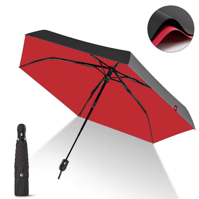 UPF 50+ Auto Supermini Travel Umbrella | Sun & Rain Protection | Easy Open | Double Canopy
