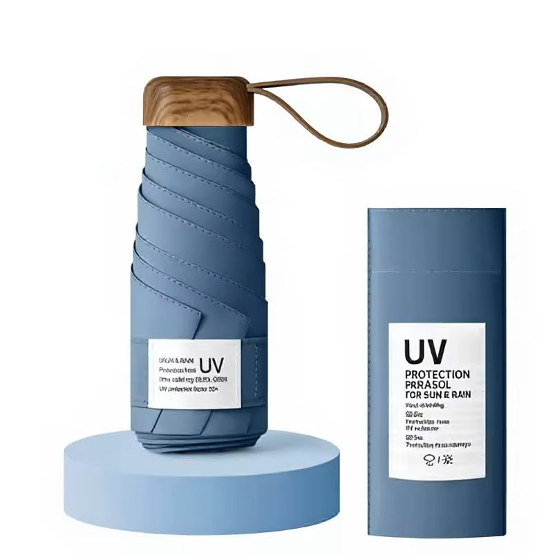 UW UPF 50+ Stylish Travel Umbrella - Compact Flat | Pocket Size 17cm | Sun & Rain | 199g