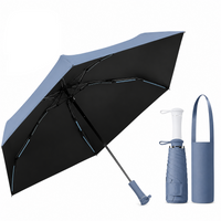 UPF 50+ Mini Compact Travel Umbrella - Long Handle | Pocket Size 18cm | Sun &amp; Rain | 230g