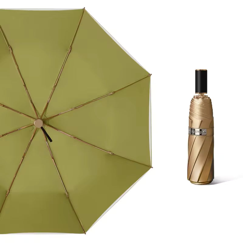 UPF 50+ Luxury Gold Reflective Travel Umbrella | Heat-Reflecting Outer | 100cm Canopy | 375g