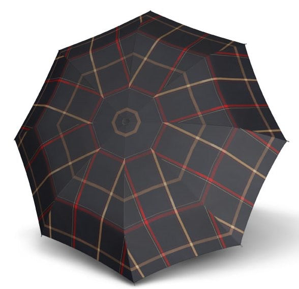 Carbon Steel Magic AOC Folding Umbrella - Karo Check Beige