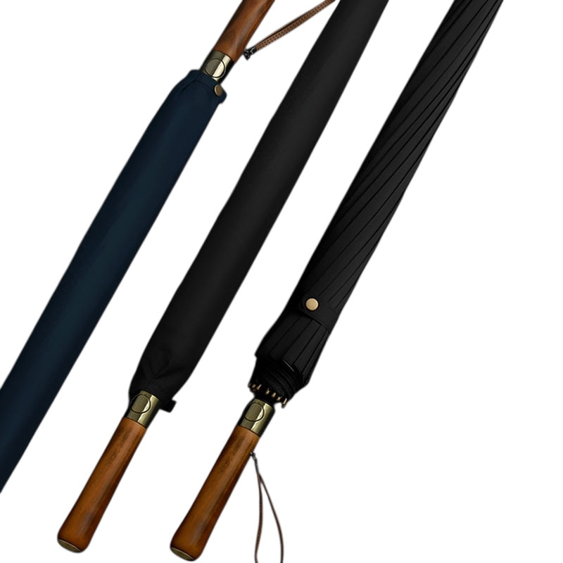 Didsbury Auto 16 Rib Walking Umbrella - Straight Wood Handle