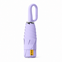 UPF 50+ Compact Travel Umbrella - Large Carabiner Hook | Sun &amp; Rain Protection | 93cm Canopy | 217g
