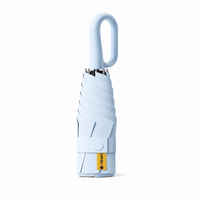 UPF 50+ Compact Travel Umbrella - Large Carabiner Hook | Sun &amp; Rain Protection | 93cm Canopy | 217g