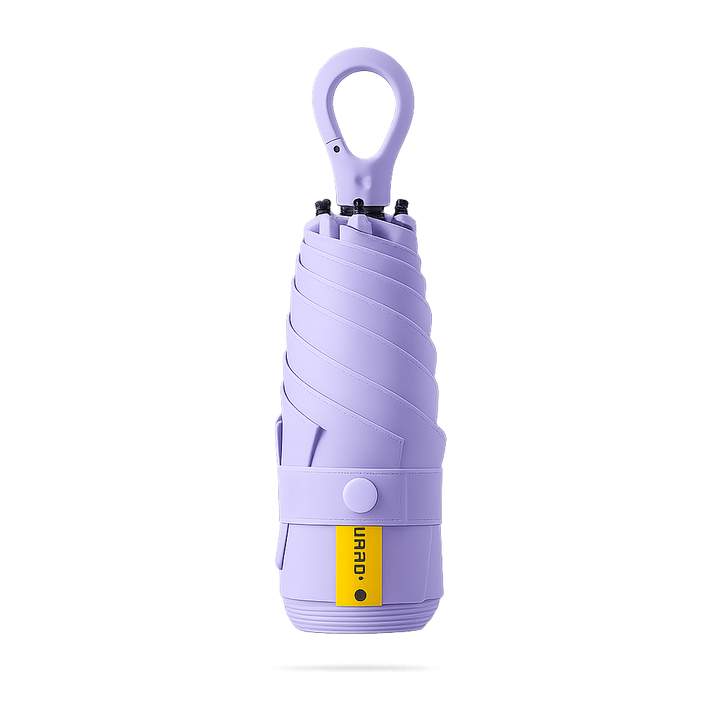 New UPF 50+ Compact Travel Umbrella - Carabiner Hook | Sun &amp; Rain Protection | 93cm Canopy | 217g