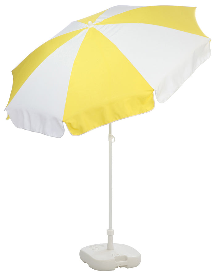 Patio Garden Beach Parasol Umbrella - Yellow & White - Umbrella World