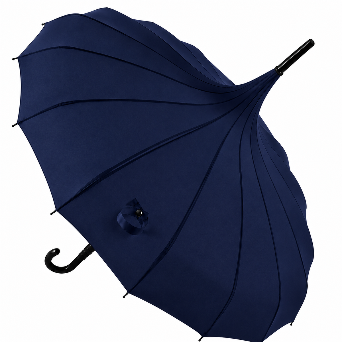 Ladies 'Olivia' Pagoda Walking Umbrella | 16 Ribs | Crook Handle | Vintage Style - Blazing Red