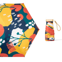 UPF 50+ Funky Flowers Mini Flat Travel Umbrella | 93cm Canopy | Black Frame