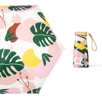 UPF 50+ Funky Flowers Mini Flat Travel Umbrella | 93cm Canopy | Black Frame