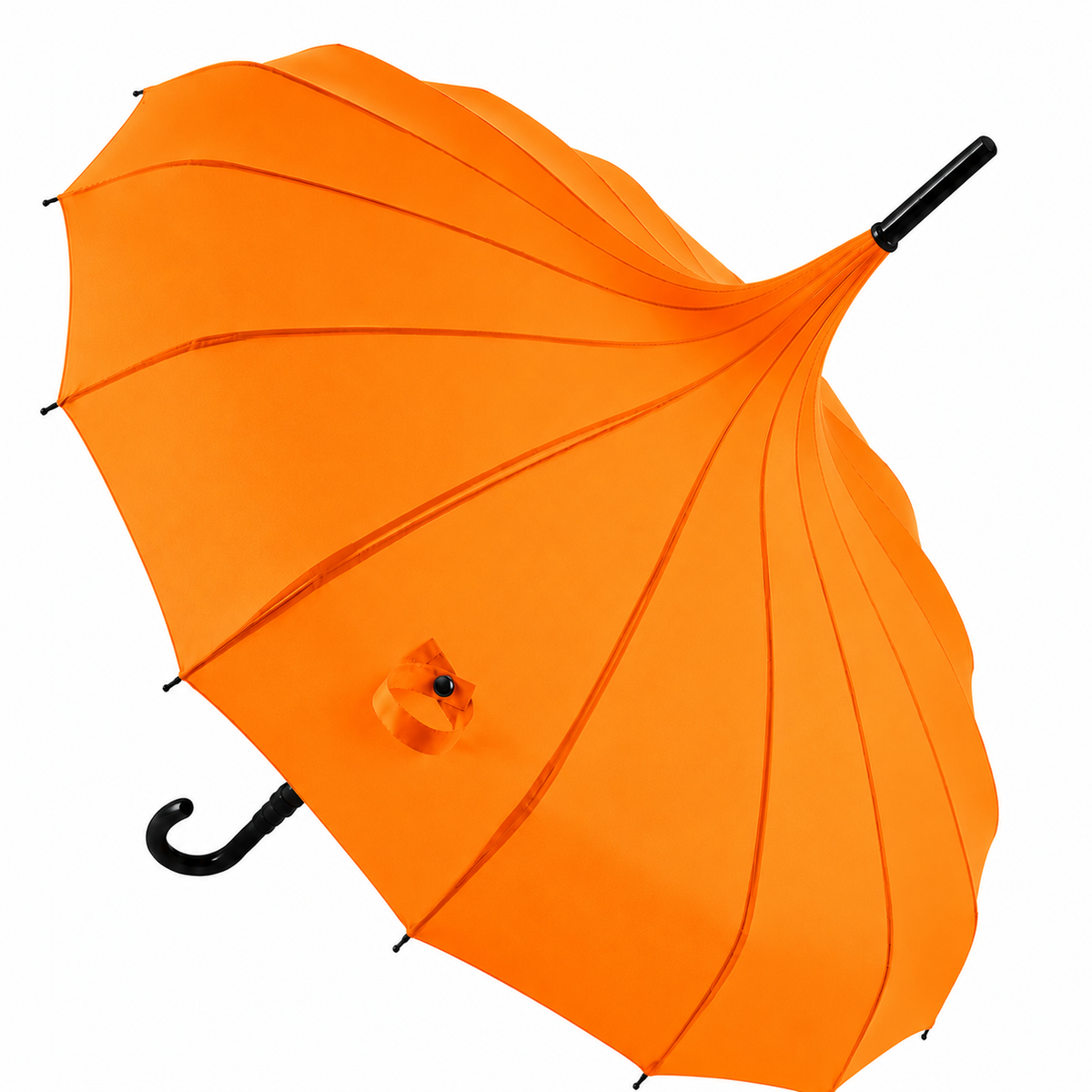 Ladies 'Olivia' Pagoda Walking Umbrella | 16 Ribs | Crook Handle | Vintage Style - Blazing Red