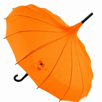 Ladies 'Olivia' Pagoda Walking Umbrella | 16 Ribs | Crook Handle | Vintage Style - Blazing Red