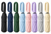 UPF 50+ Auto Umbrella | Sun & Rain Protection | Twist Carabiner Handle | 10 Rib Frame