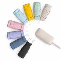 Cased UPF 50+ Compact Mini Flat Travel Umbrella | Strap Case | 93cm Canopy | Just 212g