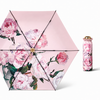 UPF 50+ Gold Reflective Compact Travel Umbrella | Heat-Reflecting Outer | Floral Underside