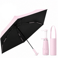 UPF 50+ Mini Compact Travel Umbrella - Long Handle | Pocket Size 18cm | Sun &amp; Rain | 230g