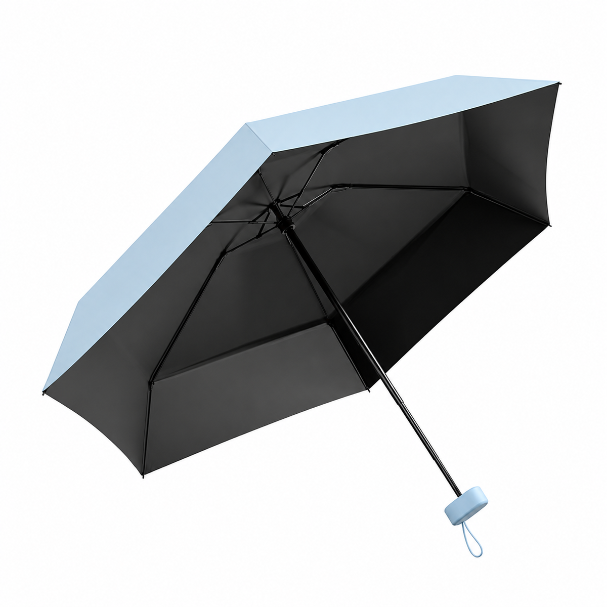 Cased UPF 50+ Compact Mini Flat Travel Umbrella | Strap Case | 93cm Canopy | Just 212g
