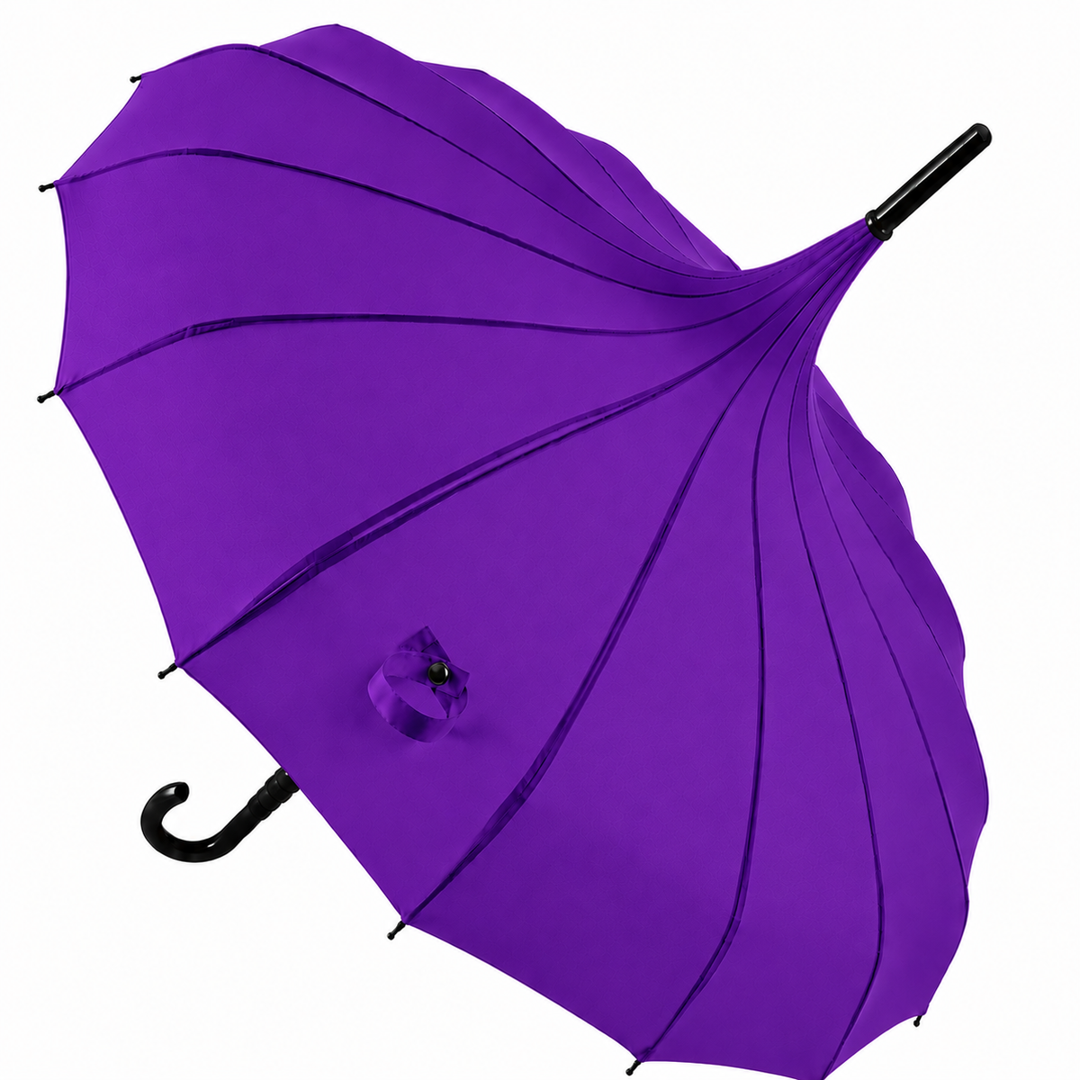 Ladies 'Olivia' Pagoda Walking Umbrella | 16 Ribs | Crook Handle | Vintage Style - Blazing Red