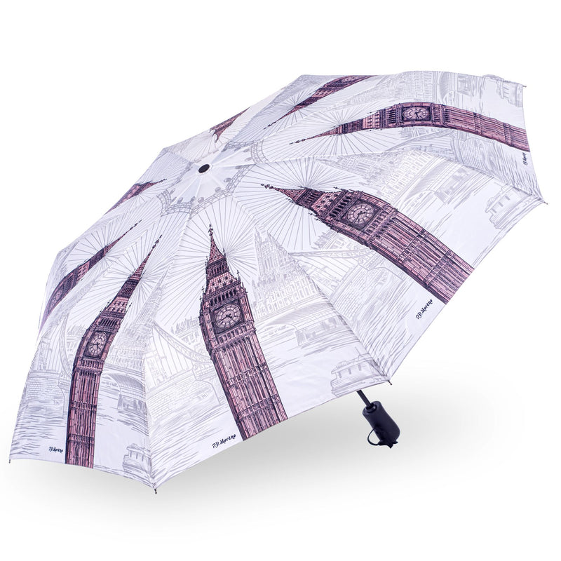 StormKing Auto Folding City Umbrella - London Black And White