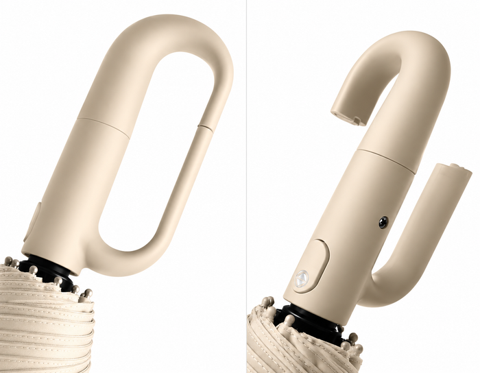 UPF 50+ Auto Umbrella | Sun & Rain Protection | Twist Carabiner Handle | 10 Rib Frame