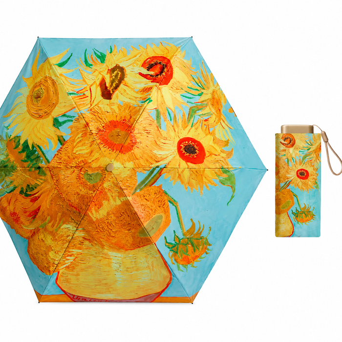 UPF 50+ Art Print Compact Mini Flat Travel Umbrella | 93cm Canopy | Just 230g