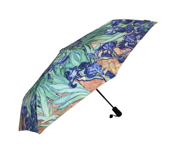 Storm King Auto Folding Artist Umbrella - Van Gogh Irises - Umbrellaworld