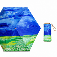 UPF 50+ Art Print Compact Mini Flat Travel Umbrella | 93cm Canopy | Just 230g