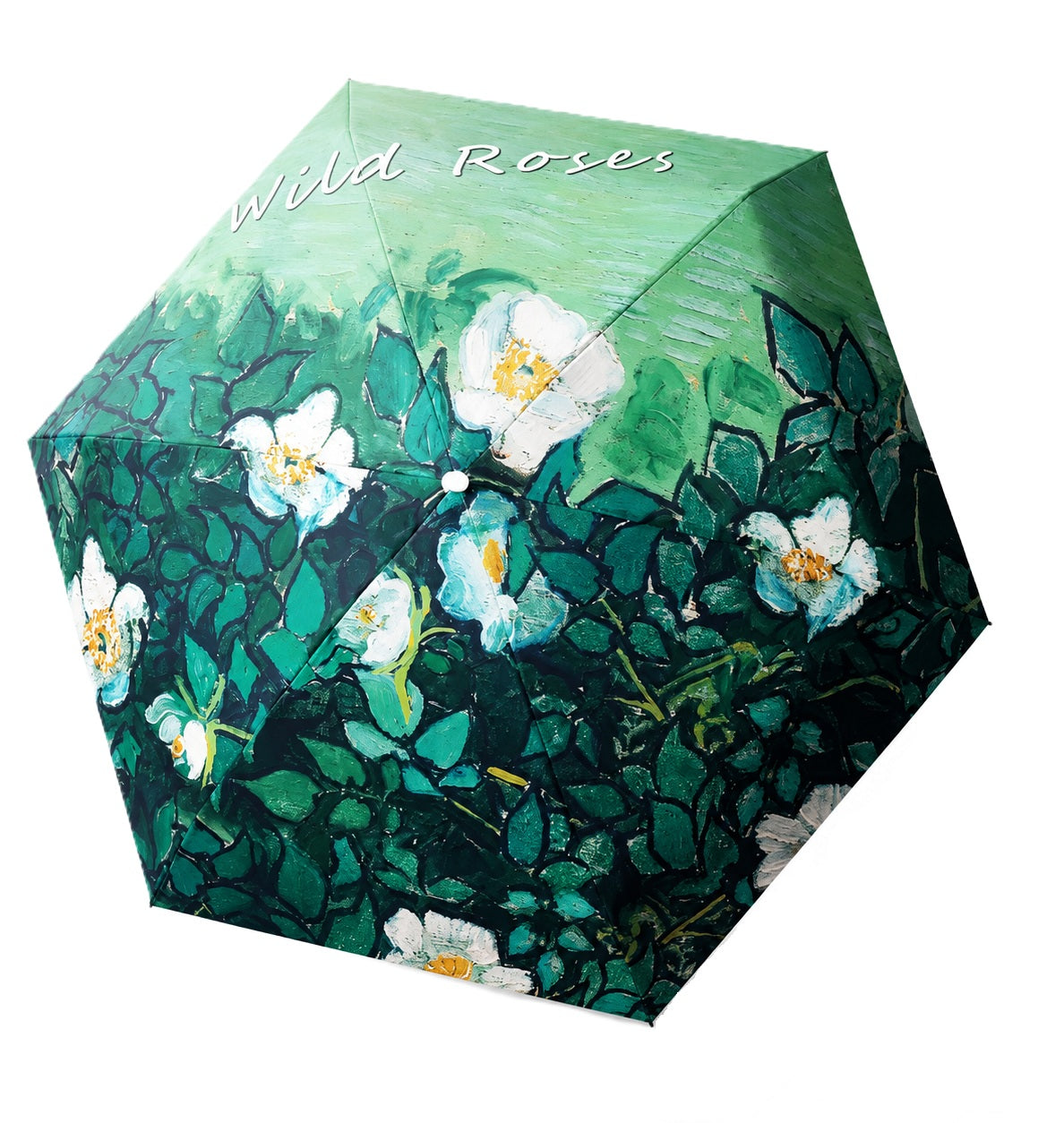 UPF 50+ Floral Compact Mini Flat Travel Umbrella | 93cm Canopy | Just 230g