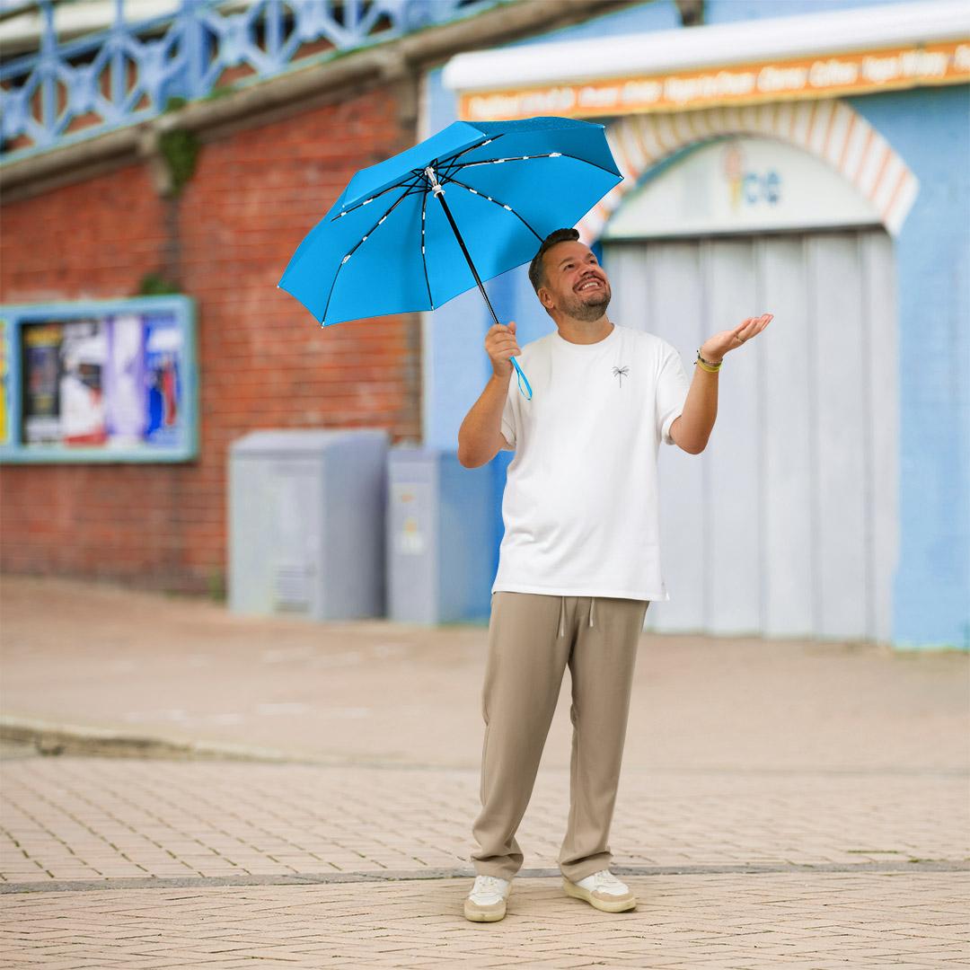AOC FARE Whiteline Folding Umbrella | 9 Colours | Auto Open | 98cm Canopy | Custom Print