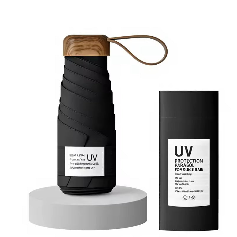 UW UPF 50+ Stylish Travel Umbrella - Compact Flat | Pocket Size 17cm | Sun & Rain | 199g