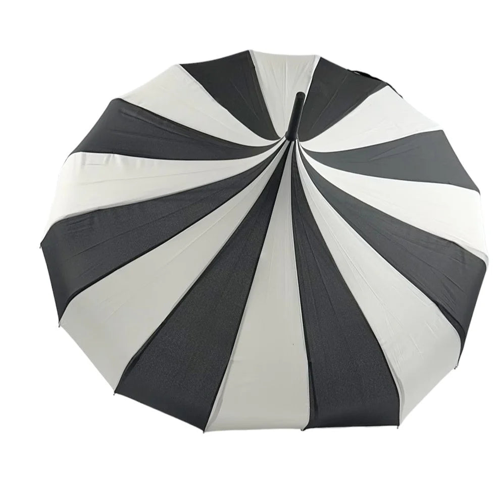 Ladies 'Olivia' Pagoda Walking Length Umbrella - Black & Cream