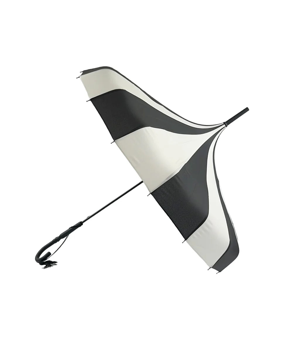 Ladies 'Olivia' Pagoda Walking Length Umbrella - Black & Cream