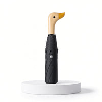 Duck Head Handle Folding Umbrella | UPF 50+ UV Protection | Wood Look Handle