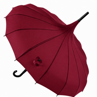 Ladies 'Olivia' Pagoda Walking Umbrella | 16 Ribs | Crook Handle | Vintage Style