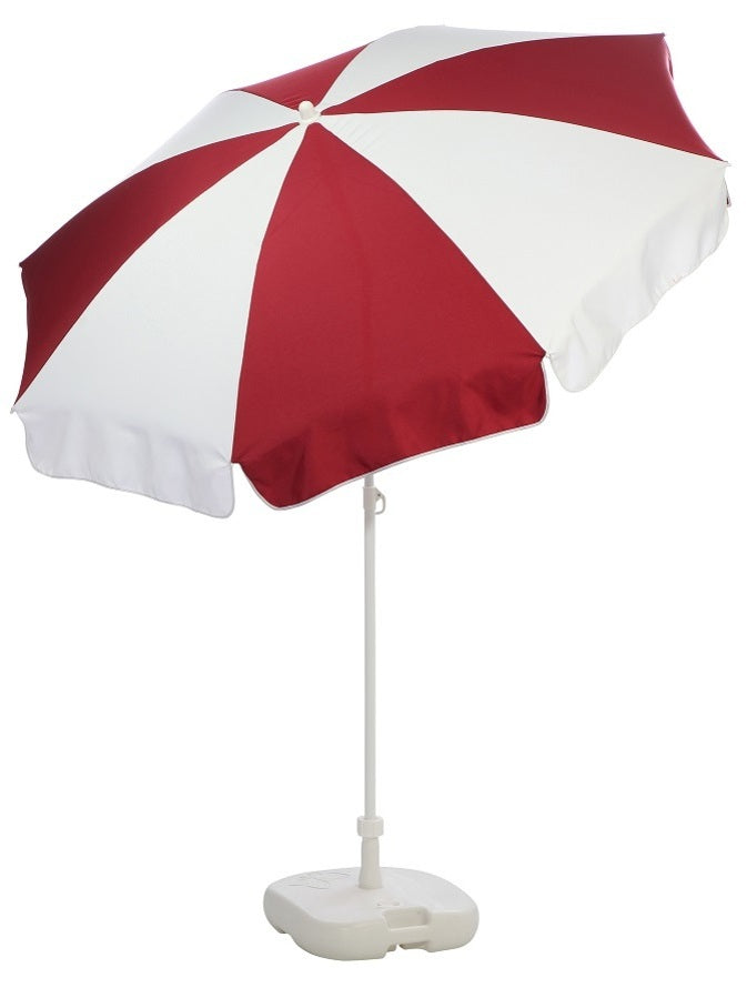 Patio / Garden / Beach Parasol Umbrella - Burgundy & White
