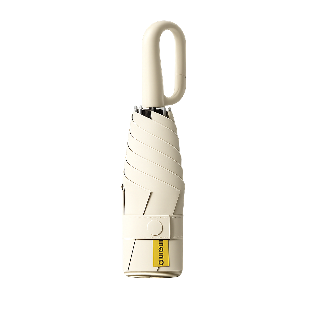 UPF 50+ Compact Travel Umbrella - Large Carabiner Hook | Sun &amp; Rain Protection | 93cm Canopy | 217g