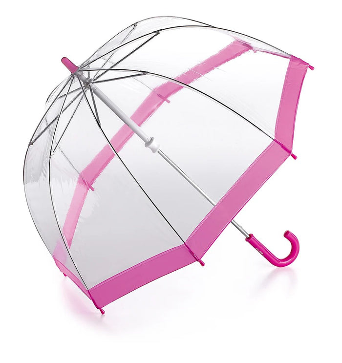 Fulton Funbrella Children's Clear Dome Umbrella - Pink | Safe Easy-Glide | Head-to-Shoulder Coverage