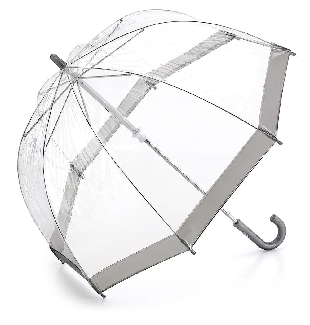 Fulton Funbrella Children's Clear Dome Umbrella - Silver | Safe Easy-Glide | Head-to-Shoulder Coverage