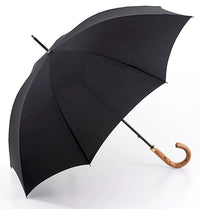 Fulton Commissioner Executive Walking Umbrella - Black | Elmwood Crook Handle | 106cm Canopy