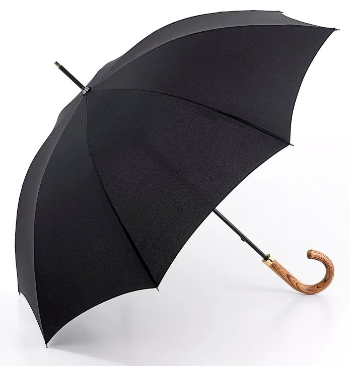 Fulton Commissioner Executive Walking Umbrella - Black | Elmwood Crook Handle | 106cm Canopy