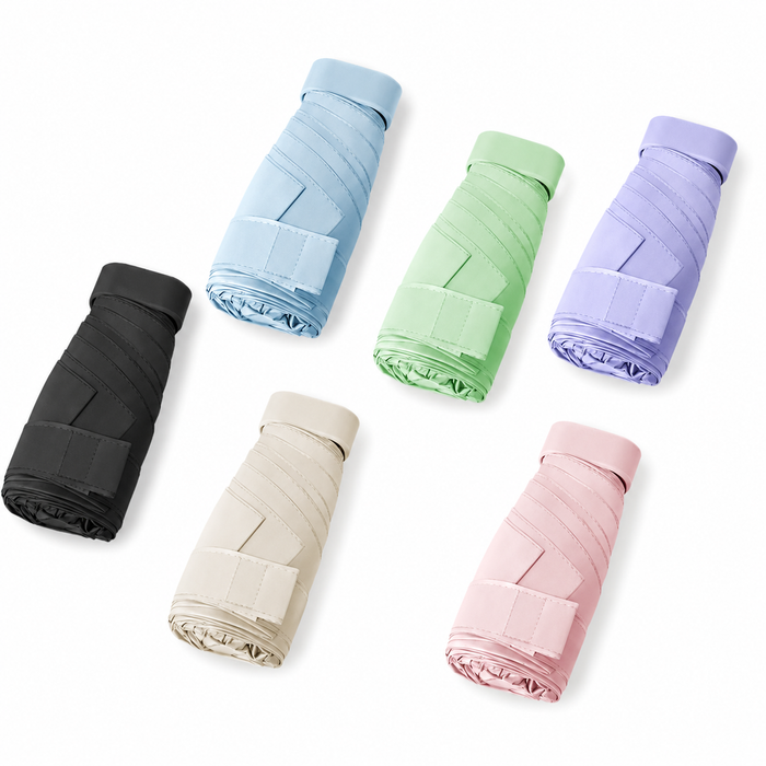 UW UPF 50+ Compact Mini Flat Travel Umbrella | Colour-Match Handle | 93cm Canopy | Just 173g