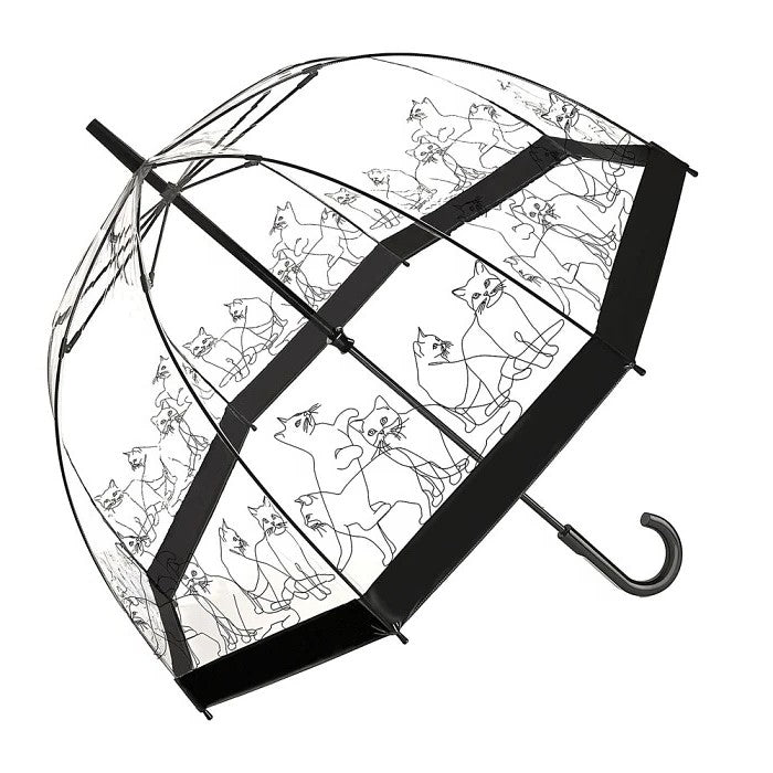 Fulton Birdcage Clear Dome Umbrella - Cats | Transparent Walking Umbrella | Wind Resistant