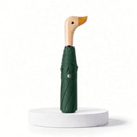 Duck Head Handle Folding Umbrella | UPF 50+ UV Protection | Wood Look Handle